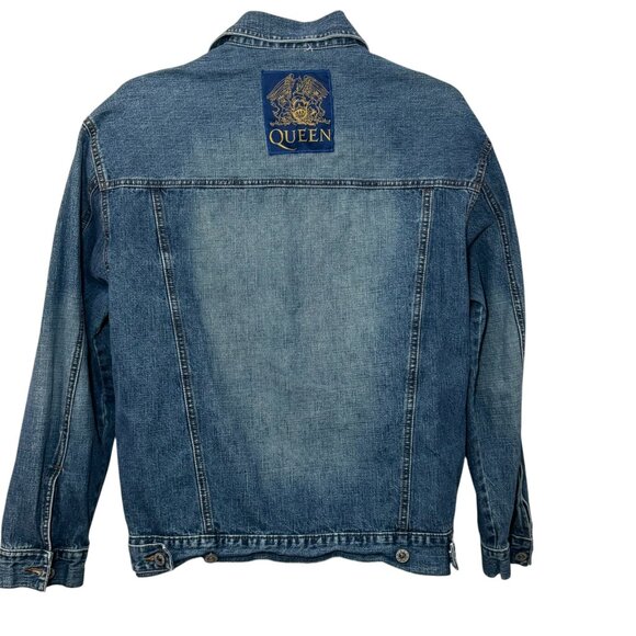 Denim Trucker jacket customized w Queen Freddy Mercury band patches Unisex - Picture 11 of 14